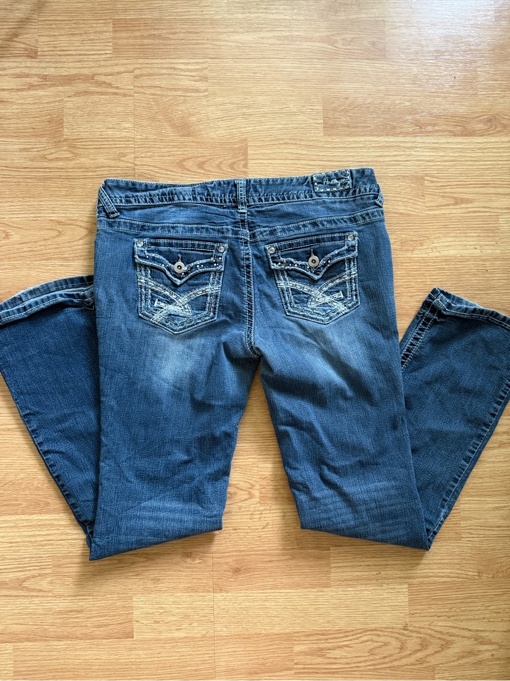 Vintage Y2K Amethyst Low Rise Thick Stitch Jeans Flat Waist 18"